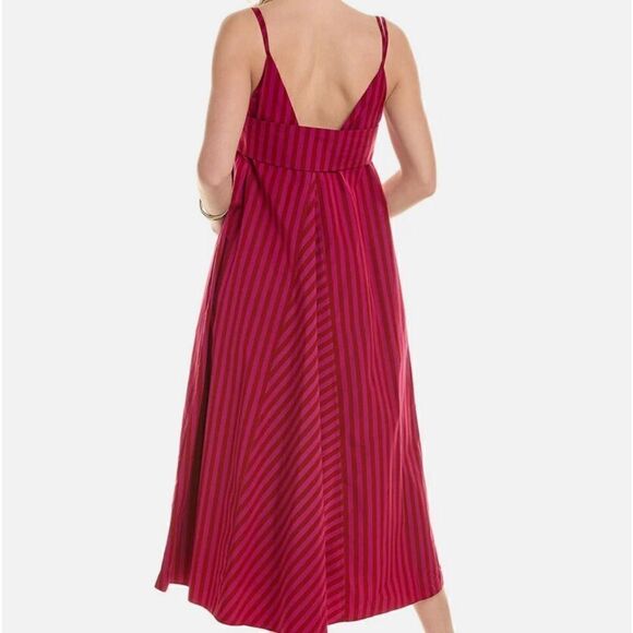 REBECCA TAYLOR Marseille Stripe Cotton Maxi Dress In Stripe Hibiscus 8 $395 - Picture 10 of 12